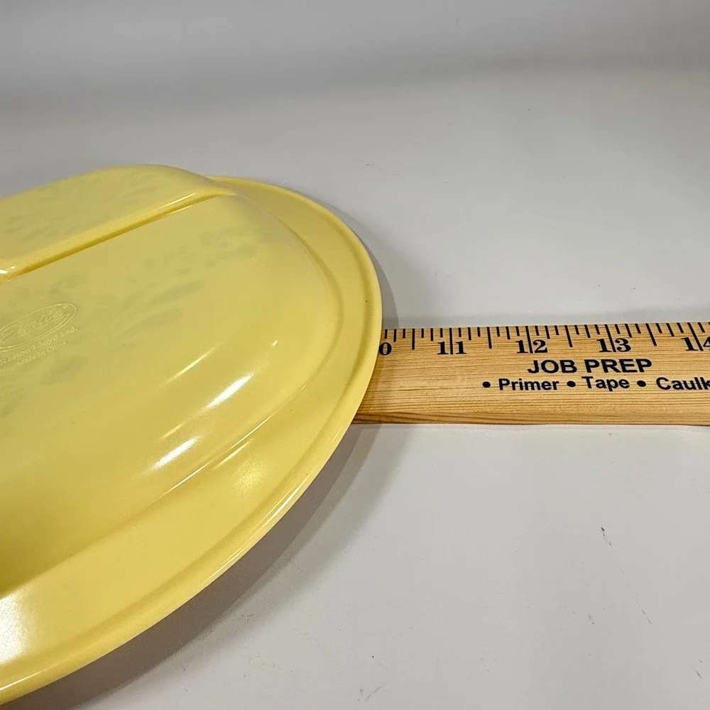 VTG Pfaltzgraff Village Melamine Divided Plate Yellow Brown Floral Retro Kitchen